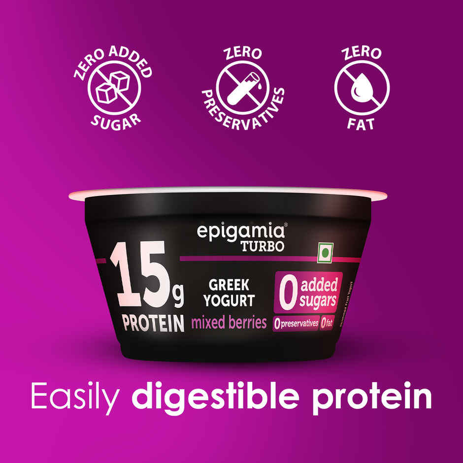 epigamia 15 g Protein Turbo Yogurt, Mixed Berries