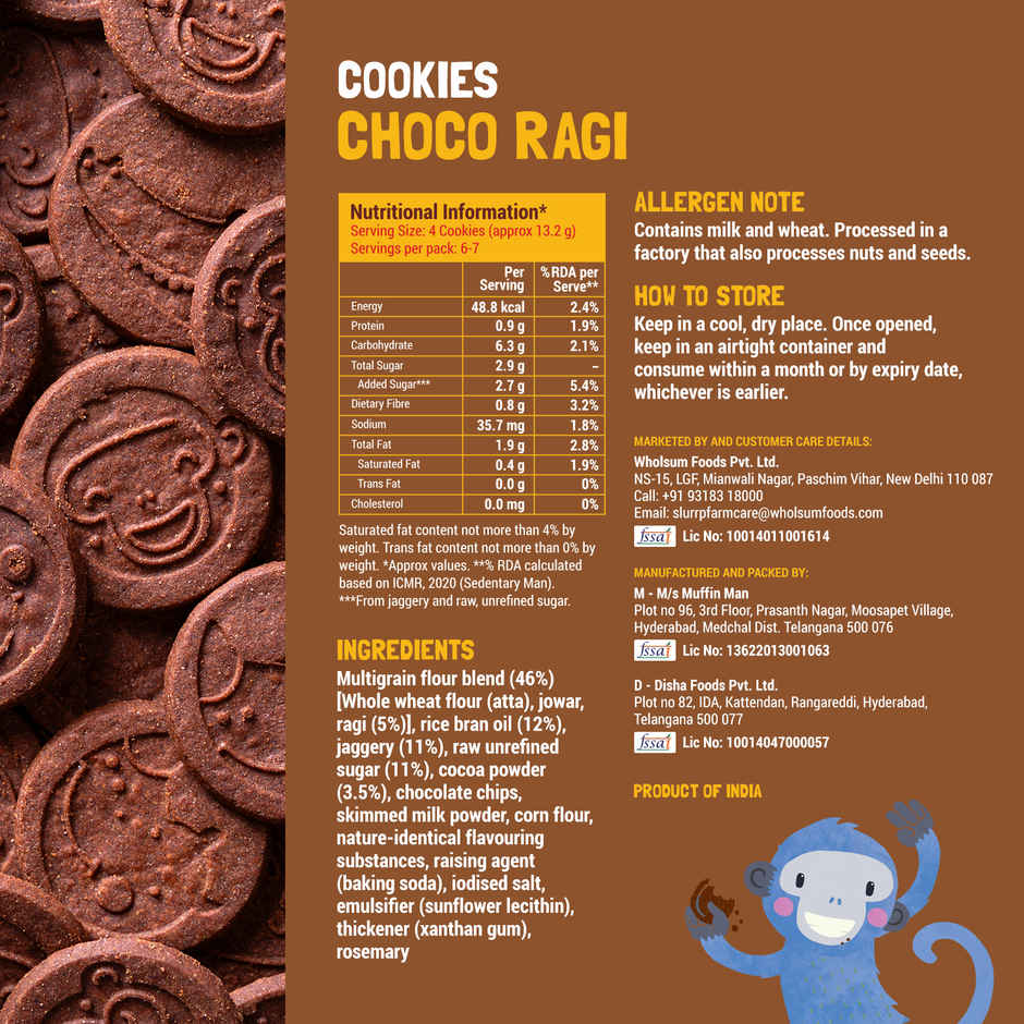 Slurrp Farm Banana Oat and Choco Ragi Cookies | Healthy Cookies Made With Multigrains