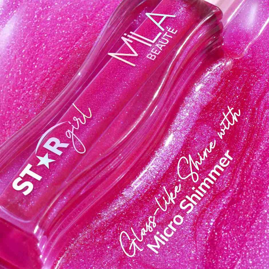 Mila Beaute Star Girl Shimmer Lip Gloss Plumping Hydrating With Peptides Collagen Stardust
