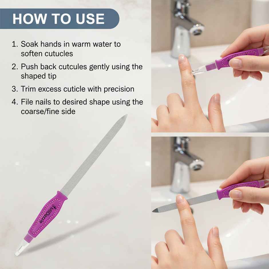 Midazzle Nail Filer with Cuticle Trimmer Cutter Remover Tool | MINF3802