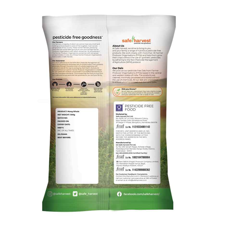 Safe Harvest Pesticide-Free Goodness Mung Whole | Vegan | Gluten Free