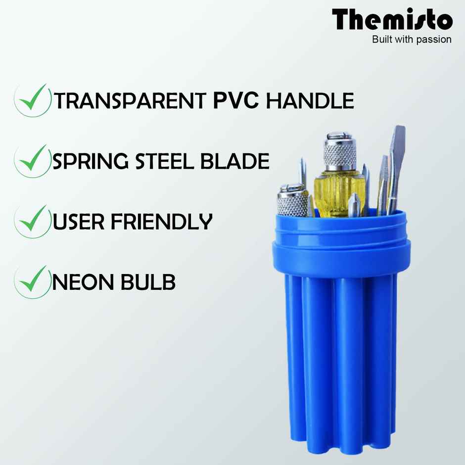 Th-T08 Screwdriver Set | PH-0 | PH-1 | 4 mm Flat | 5 mm Flat | Round Poker Bar | Multicolour