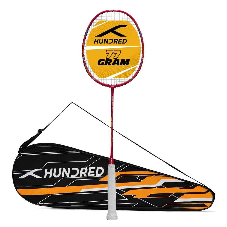 Hundred Carbon Fibre Energy Burst 18 Strung Badminton Racket With Full Cover | Red