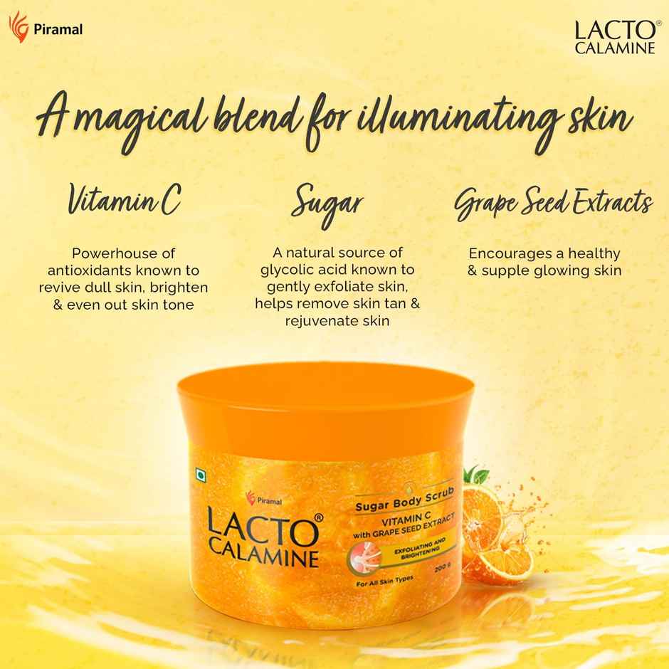 Lacto Calamine Vitamin C Sugar Body Scrub For Healthy & Glowing Clear Skin Vitamin C
