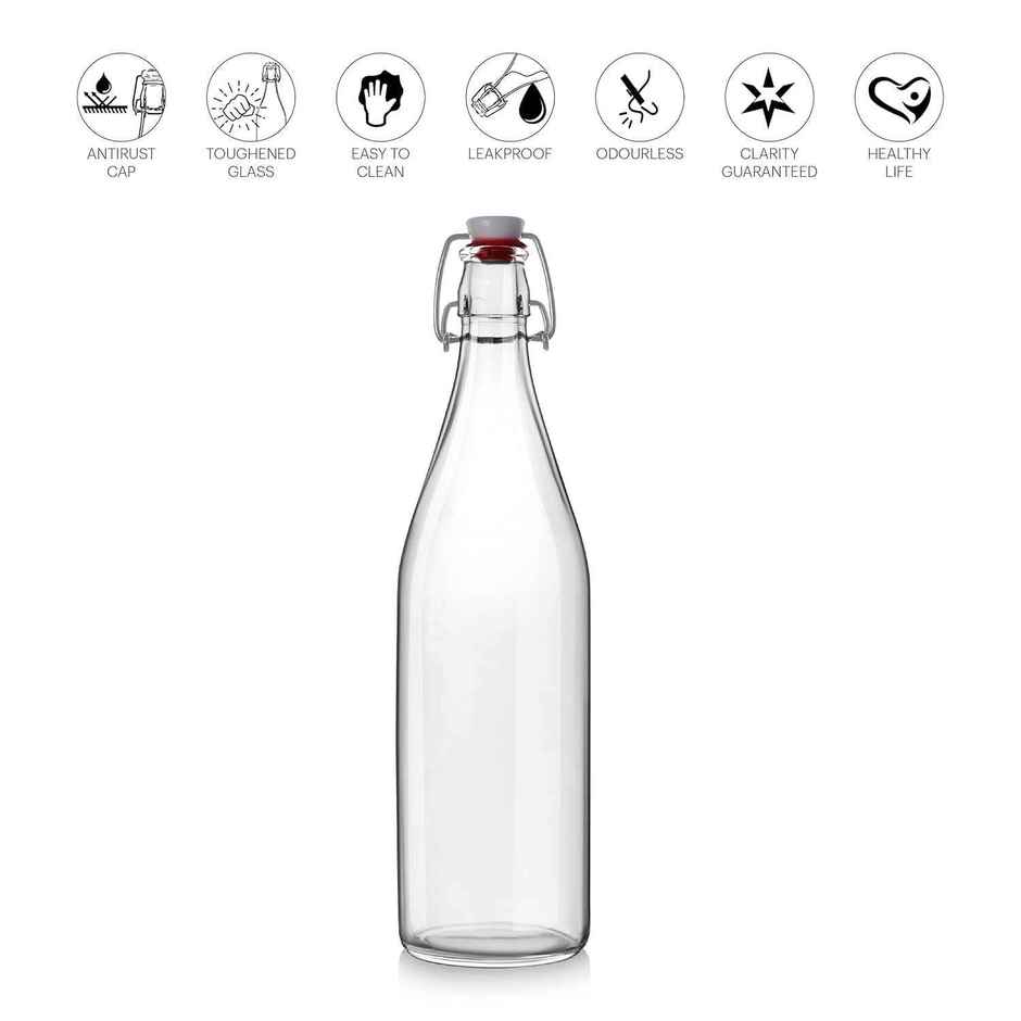 Cello Glass Aquaria Water Bottle Freezer Safe | Clear | 1 L