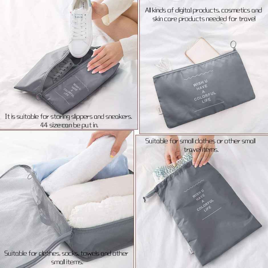 Lazer Polyester Travel Organizer Bag Set Grey