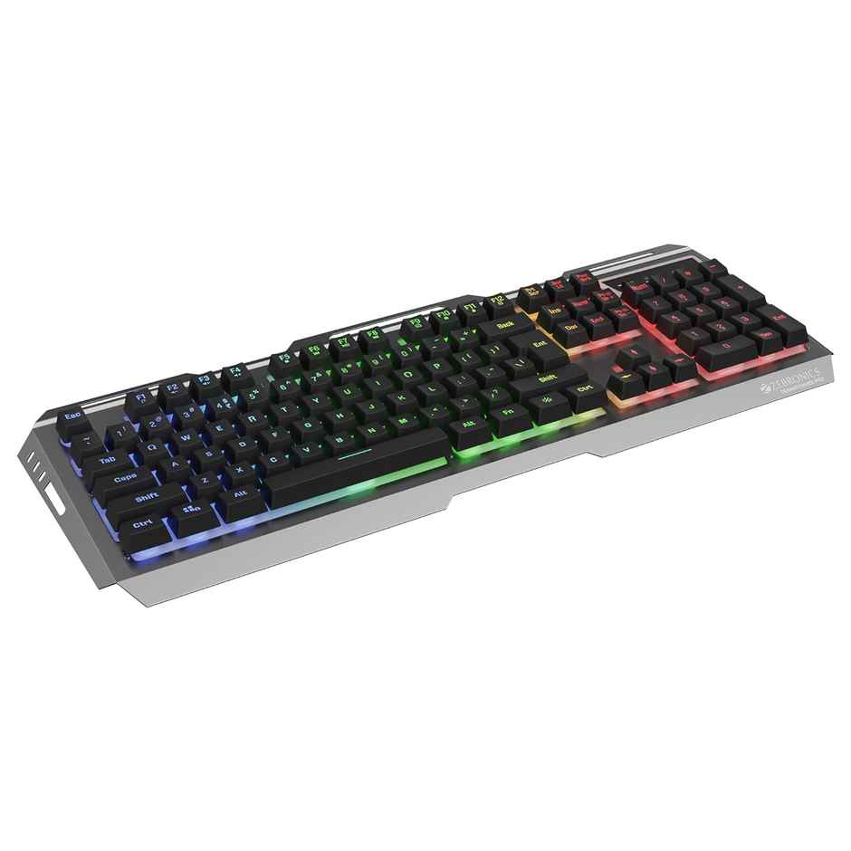 Zebronics Transformer Gaming Keyboard and Mouse Combo,Braided Cable,Durable Al body,Multimedia keys and Gaming Mouse with 6 Buttons, Multi-Color LED Lights, High-Resolution Sensor with 3200 DPI - Black