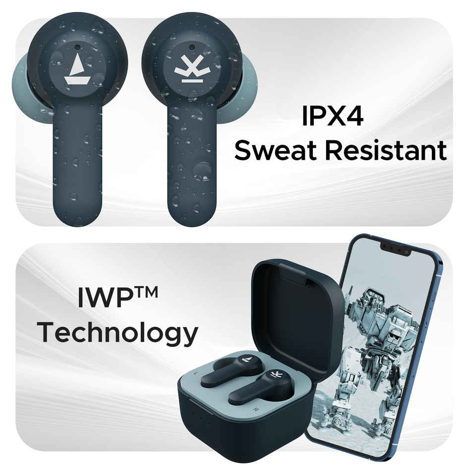 boAt Airdopes Crude x Wrogn Edition TWS Earbuds with 50 Hours Playback, ENx Tech & Beast Mode Bluetooth - Cool Emerald