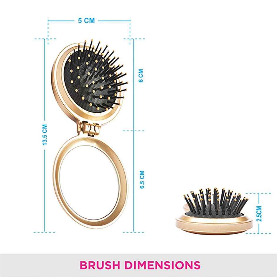 VEGA Compact Hair Brush with Foldable Mirror for Men and Women (R2-FM) - Assorted