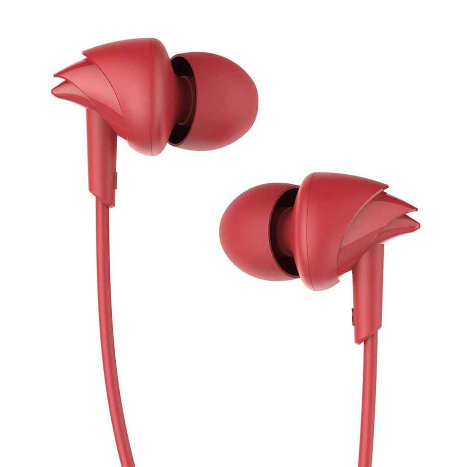 boAt BassHeads 100 Wired Earphones with Hawk Inspired Design, Super Extra Bass & Mic (Furious Red)