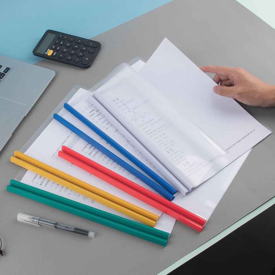 Saya A4 Strip File Folder - Transparent Sliding Bar Organizer for Papers, | Assorted