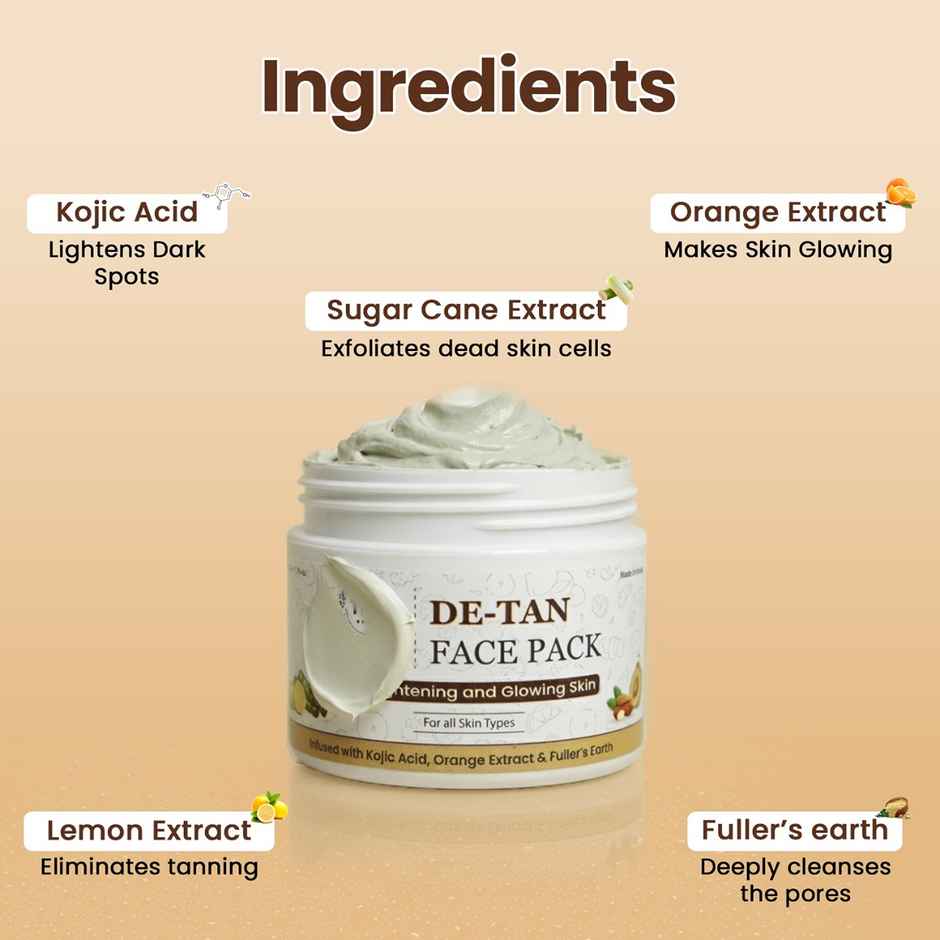 TNW The Natural Wash De-Tan Face Pack for Glowing Skin and Tan Removal with Orange Extract