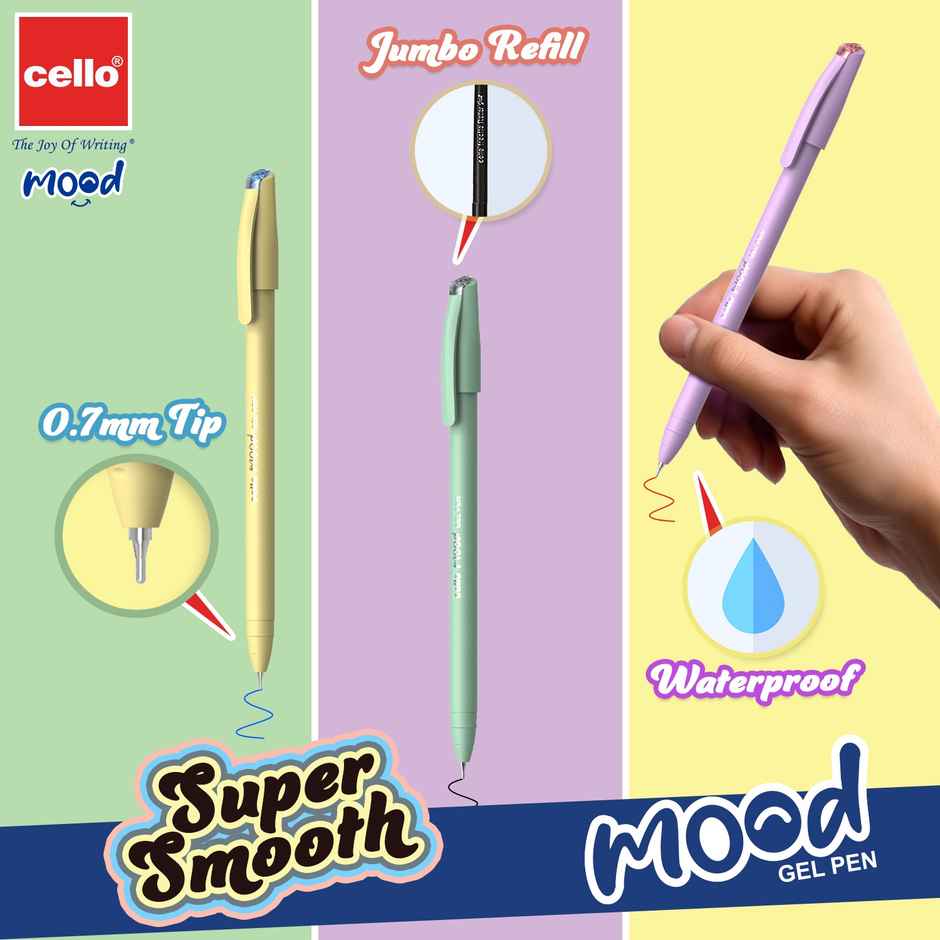 Cello Mood Blue Gel Pen (Pack of 5)
