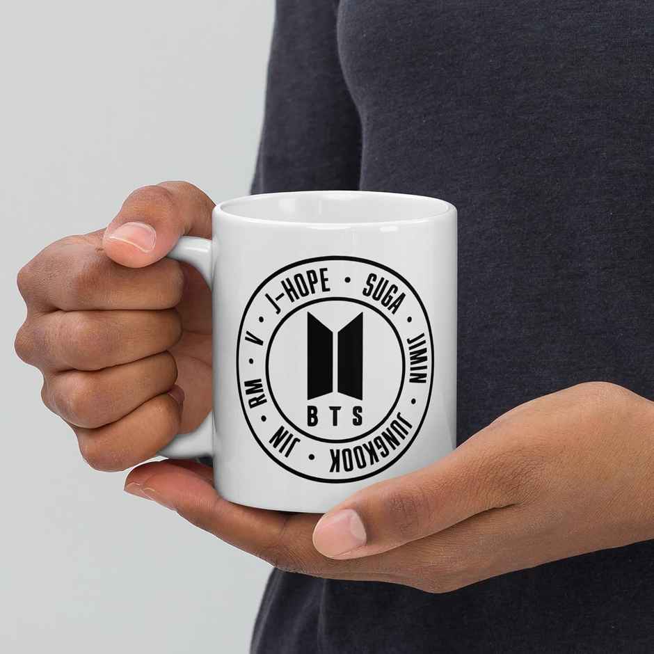 Kooltech Bts Band Members Name Printed White Coffee And Tea Ceramic Mug - 11Oz