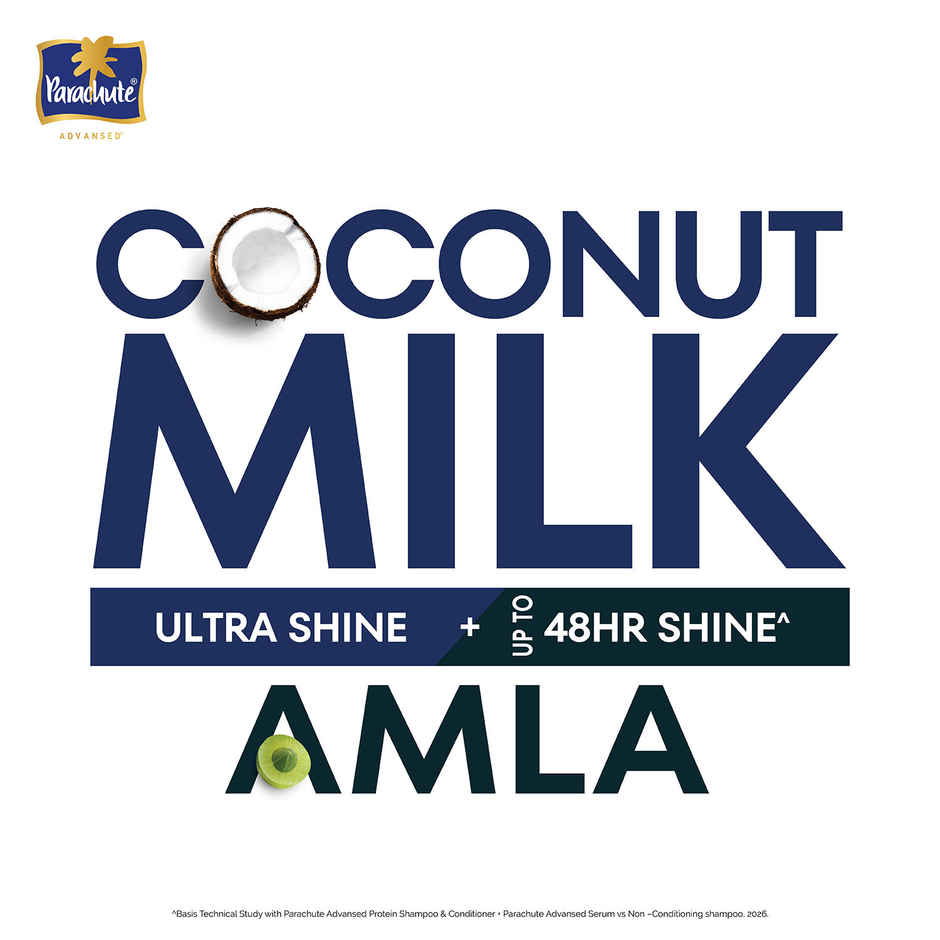 Parachute Advansed Ultra Shine Protein Shampoo | Coconut Milk & Amla | Up to 48hr Shine