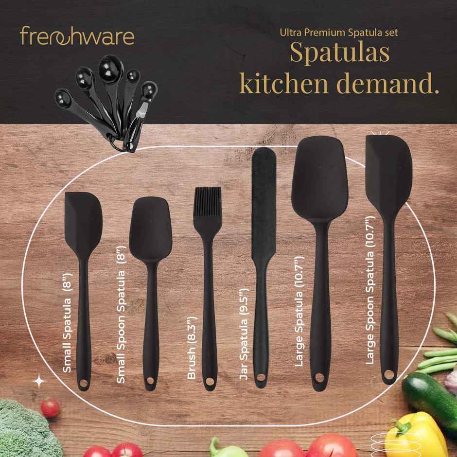 Frenchware Non-Stick Silicone Spatulas - Heat-Resistant, Food-Grade & BPA-Free - Black