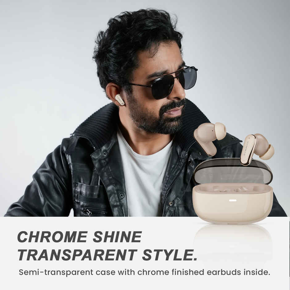 Hammer Aura Wireless Earbuds | 32dB ANC Noise Cancellation | TWS with 4-Mic ENC | Beige