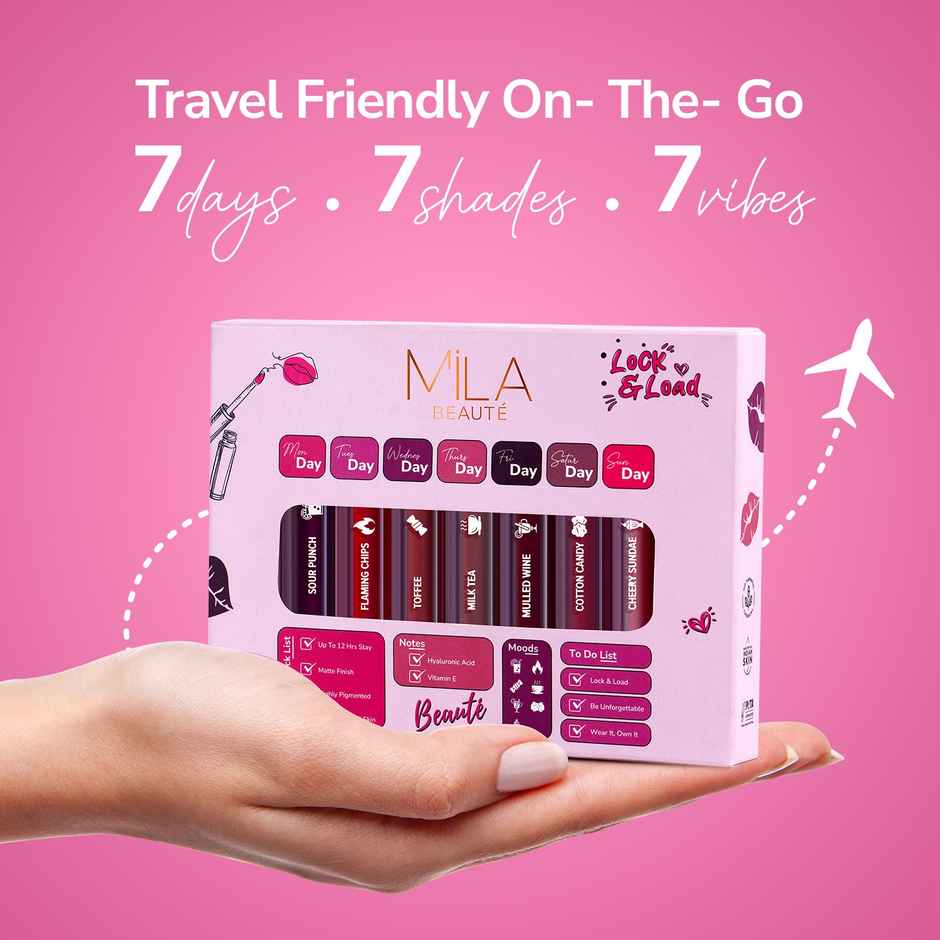 Mila Beaute 7 Day 7 Shades Mini Liquid Lipstick Gift Set 12 Hrs Non Transfer