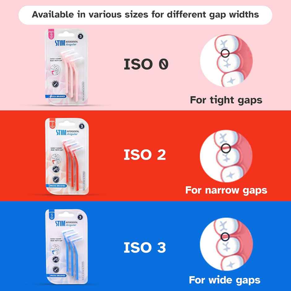 STIM Interdental Angular proxa brush ISO 3 3s For Tight Gaps Easy Cleaning Between Teeth