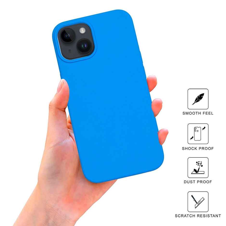 Sprig Magsafe Designer Back Cover for Apple Iphone 14 Plus Liquid Silicone Shock Proof | Denim Blue