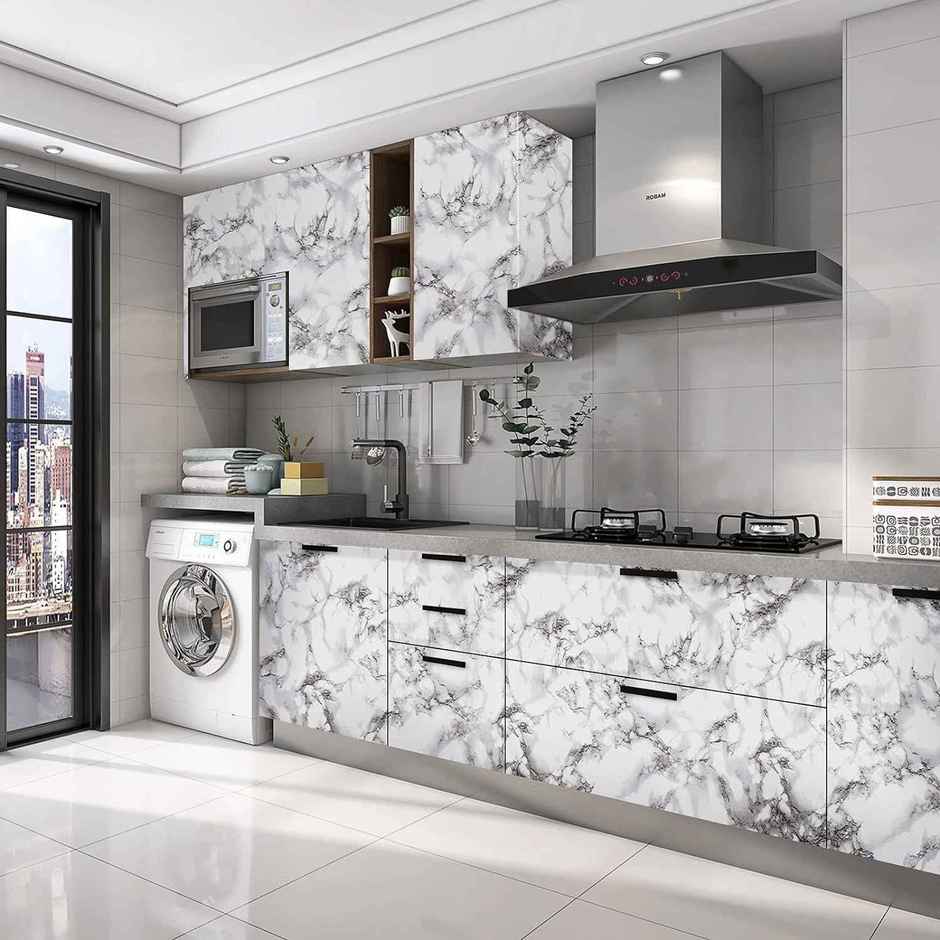 Perpetual Marble Stickers | DIY Peel & Stick Waterproof Wallpaper | 60x200Cm | White