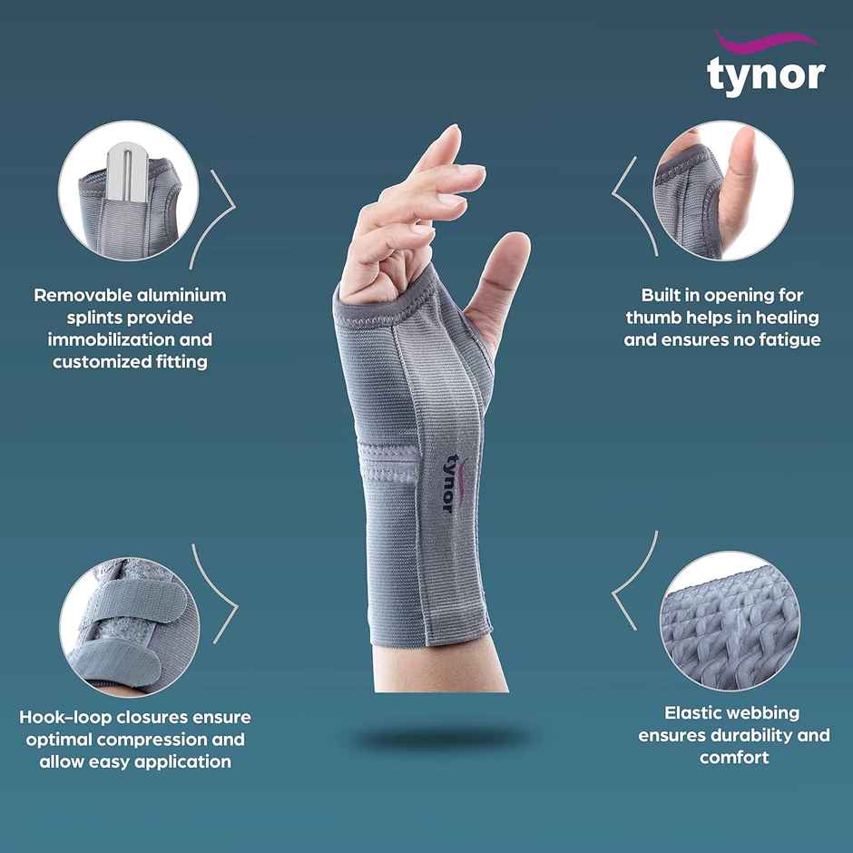 Tynor Elastic Wrist Splint Grey Right M