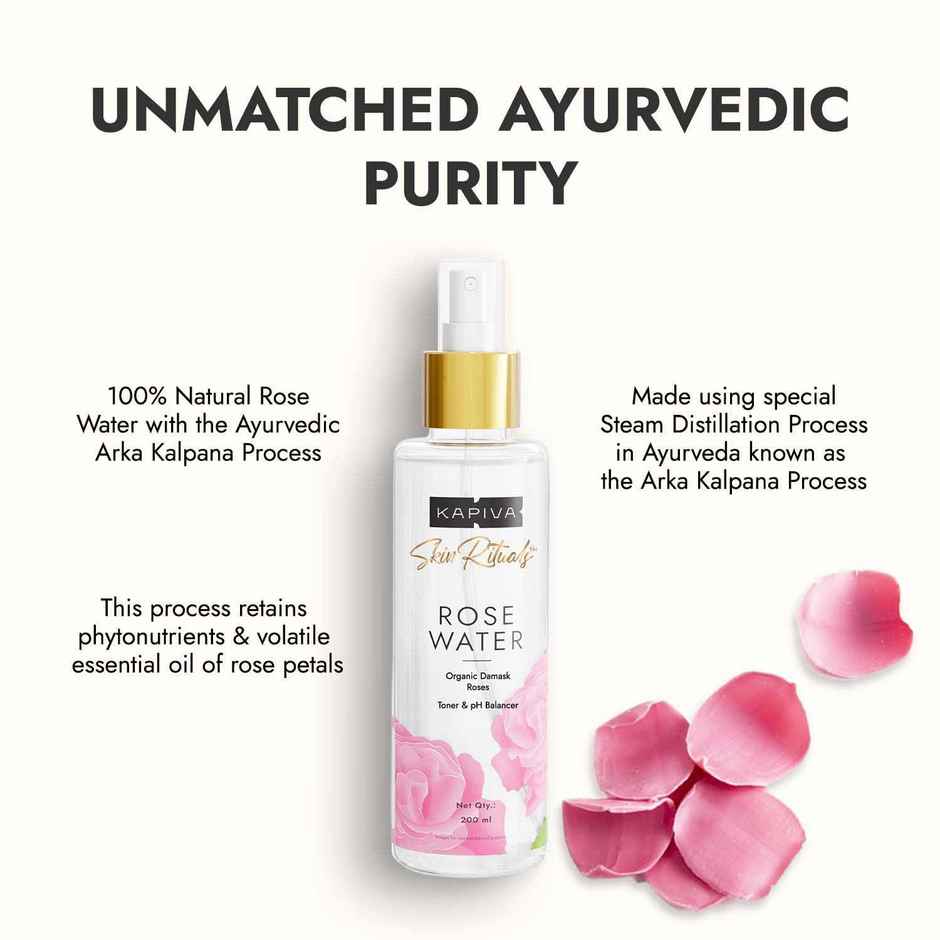 Kapiva Organic Rose Water/Gulab Jal Spray Premium Face Mist Toner For Brighter And Hydrated Skin