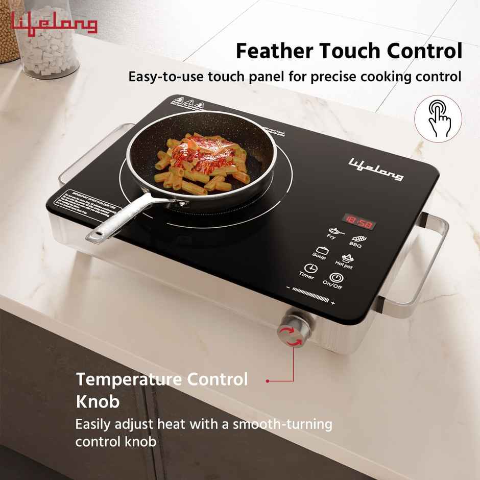 Lifelong 2000W Infrared Induction Stove with Temp Control & Surge Protection