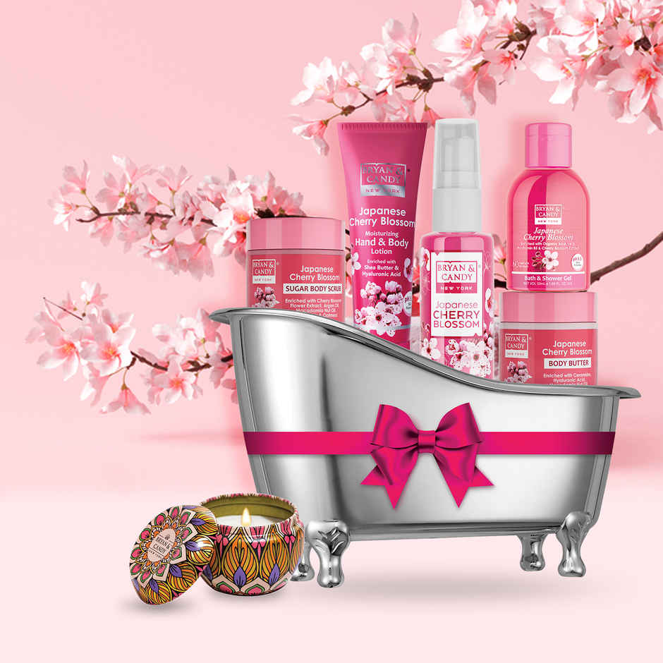 Bryan & Candy Japanese Cherry Blossom Bath Tub Essentials Gift Set