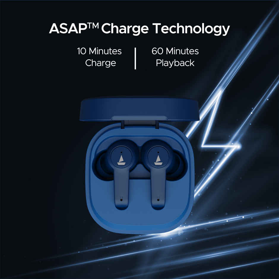 boAt Airdopes 411 ANC TWS Earbuds W - Active Noise Cancellation Up To 17.5 Hours Playback Blue Thunder