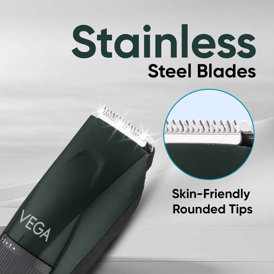 VEGA Turbolite Beard Trimmer for Men with 90 Min Runtime | USB Type C | 2 Comb Attachment