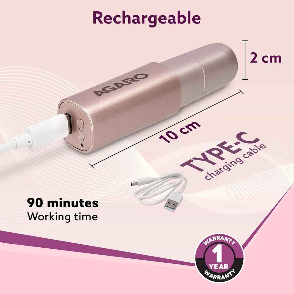 Agaro Facial Hair Remover, Cordless & Painless Hair Remover With Hypoallergenic Blade, Rechargeable