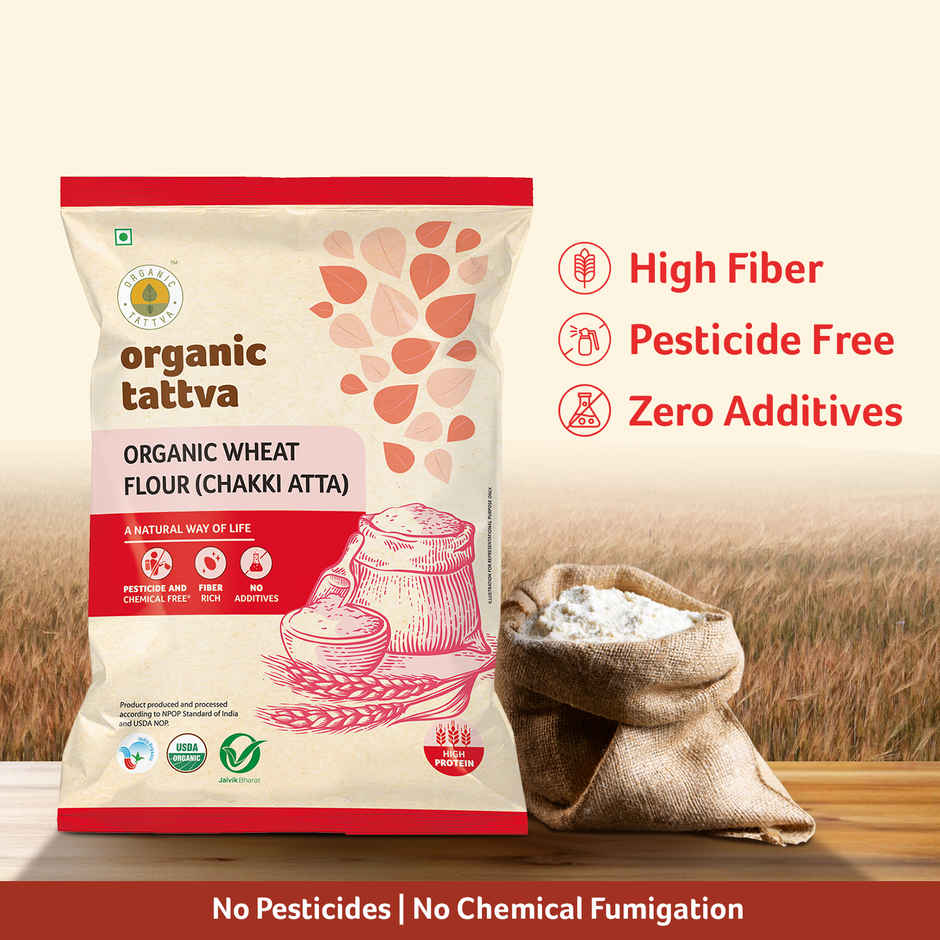 Organic Tattva Whole Wheat Flour | Chakki Atta | 0% Maida
