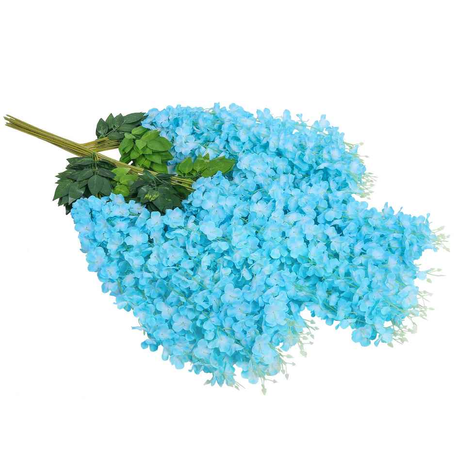 Well Art Gallery Artificial Wisteria Hanging Flowers Vines String Decorations (Pack Of 4,Sky Blue)