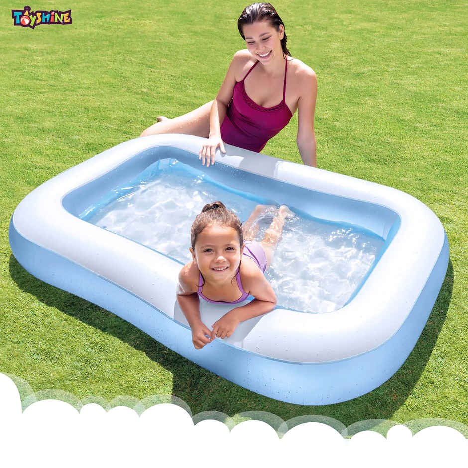 Toyshine Big Size 3 Rings Rectangular Bath Tub Cum Swimming Pool Play Centre- 166 x100 x 25cm