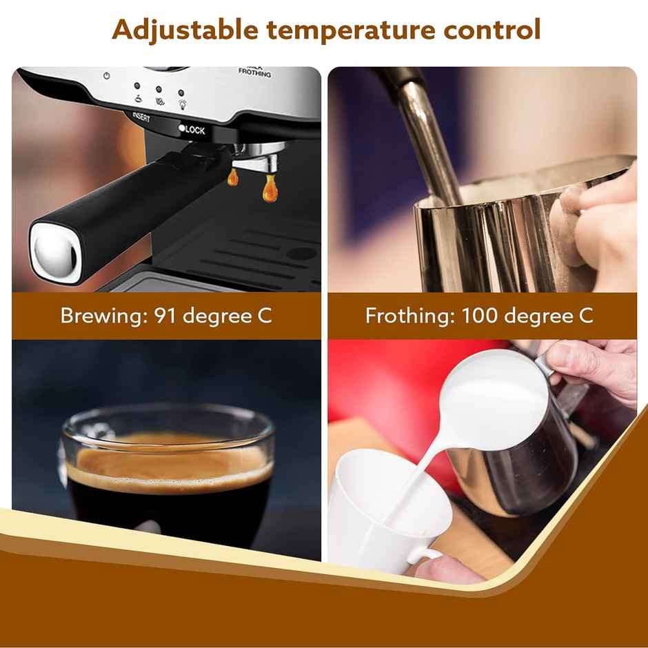 Agaro Imperial Espresso Coffee Maker 15 Bars Espresso, Cappuccino, Steam Espresso Maker For Home