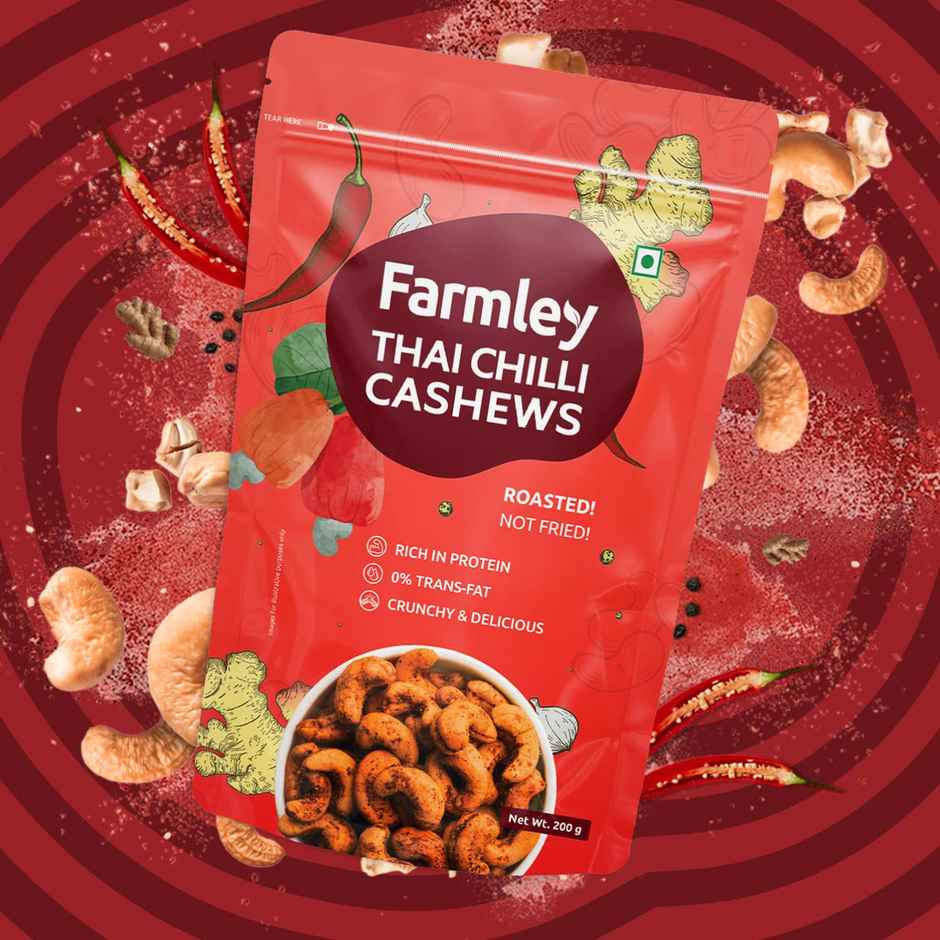 Farmley Thai Chilli Roasted Cashews (Kaju) Rich in Protein Crunchy & Delicious