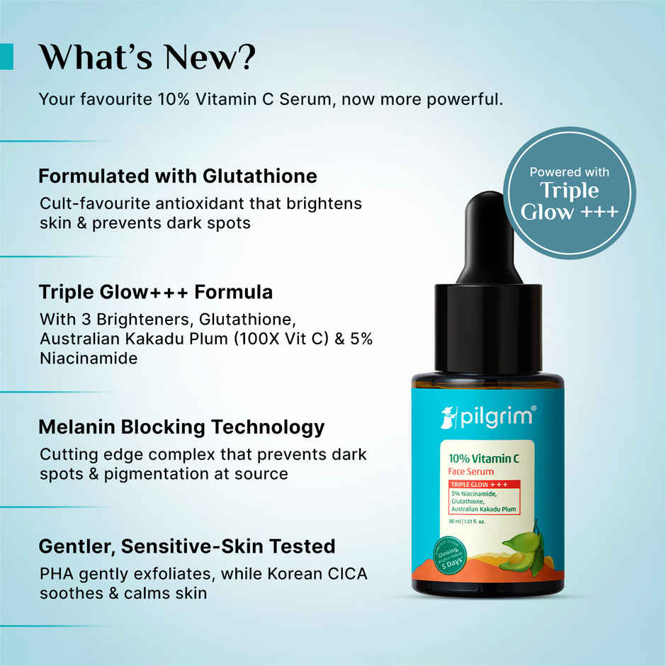 Pilgrim 10% Vitamin C Face Serum with 5% Niacinamide Reduces Dark Spots & Evens Skin Tone