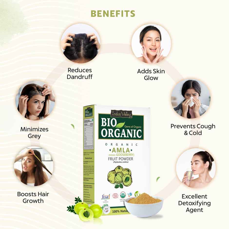 Bio Organic Pure Natural Edible Amla Powder by Indus Valley for DIY Skin Care & DIY Hair Mask