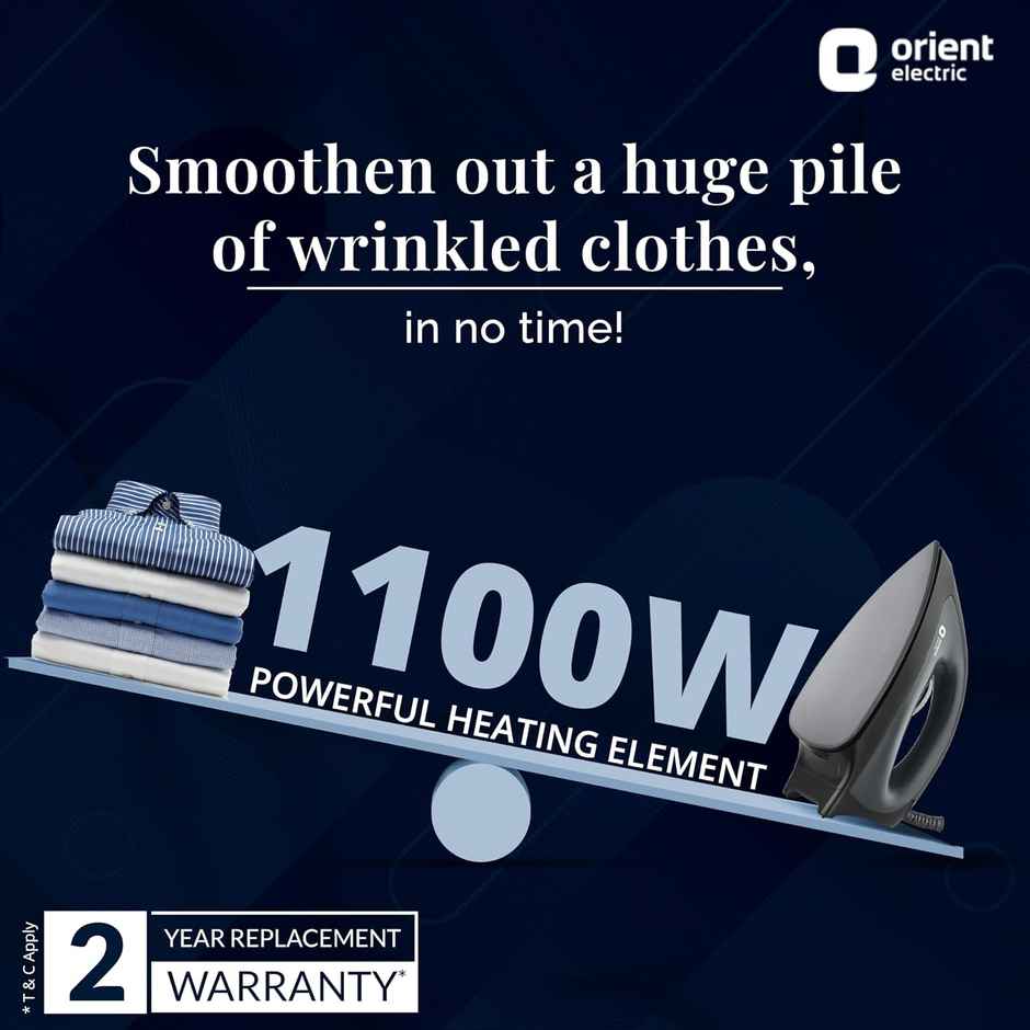 Orient electric Gusto heavy weight Iron for clothes | 1100 Power