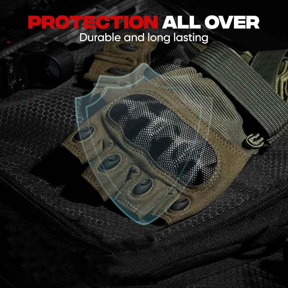 AutoGuys HF|2 Half|Finger Bike Riding Gloves Knuckle Armour Hand Gloves Washable | Size | L, Green