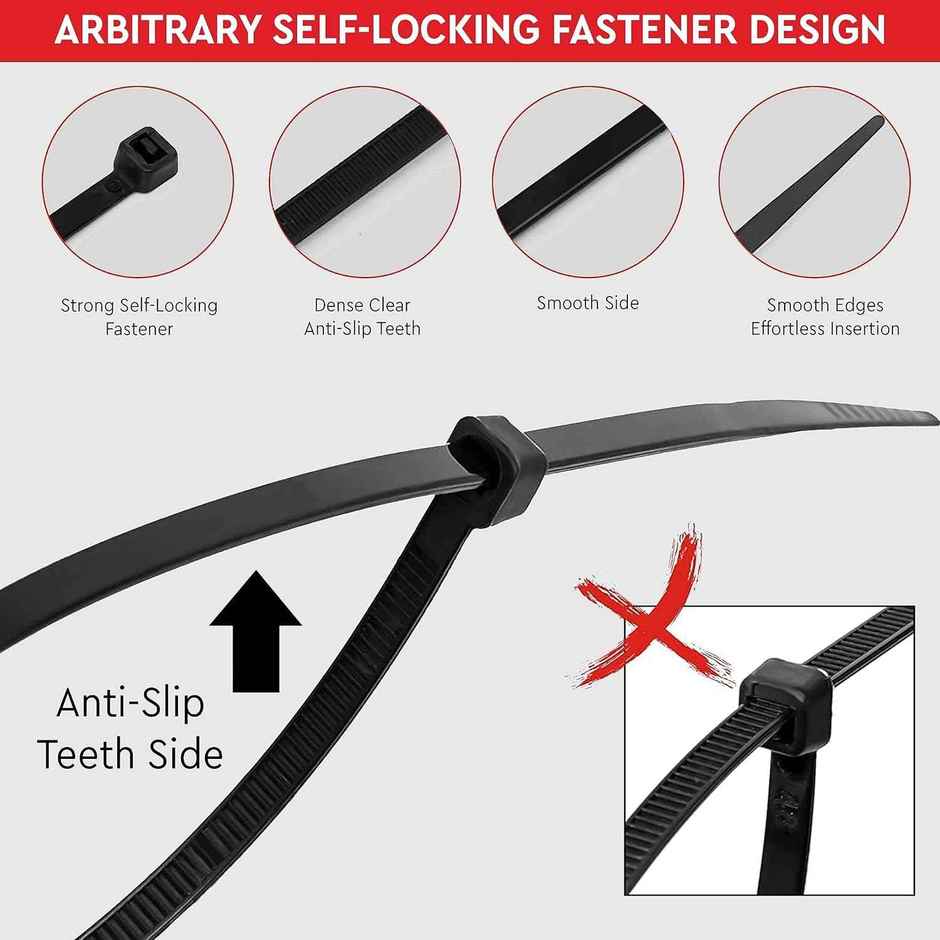 Daluci Grip Nylon Self-Locking Cable Ties | Zip Ties | Strong Organizer | Black