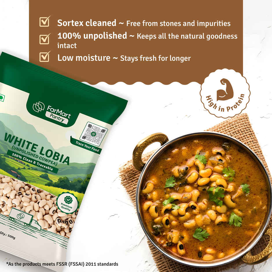 FarMart Pantry White Lobia | Unpolished Cowpea