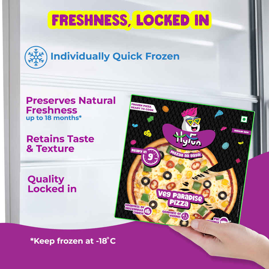 HyFun Veg Paradise Pizza, Cheesy Snack | Frozen