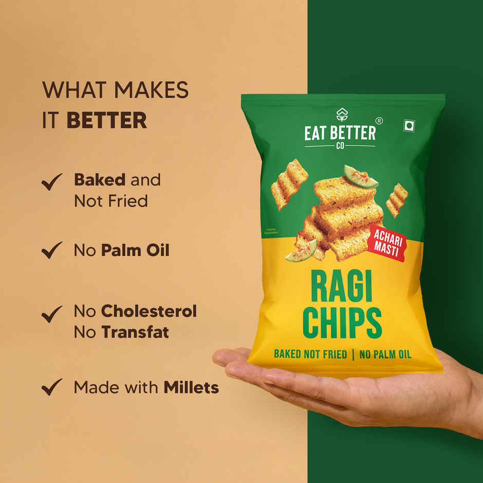 Eat Better Co Ragi Chips | Achari Masti | Roasted | No Palm Oil