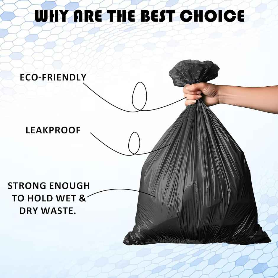 Kuber Industries 24x32 Inches Premium Garbage Bags for Dustbin | 15 Bags (1 Rolls) Black