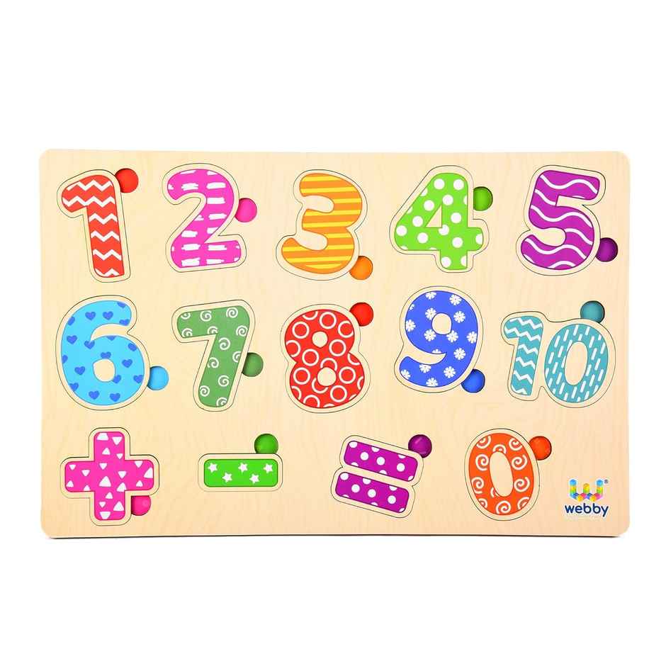 Webby Wooden Counting Numbers Montessori Educational Pre-School Puzzle Toy