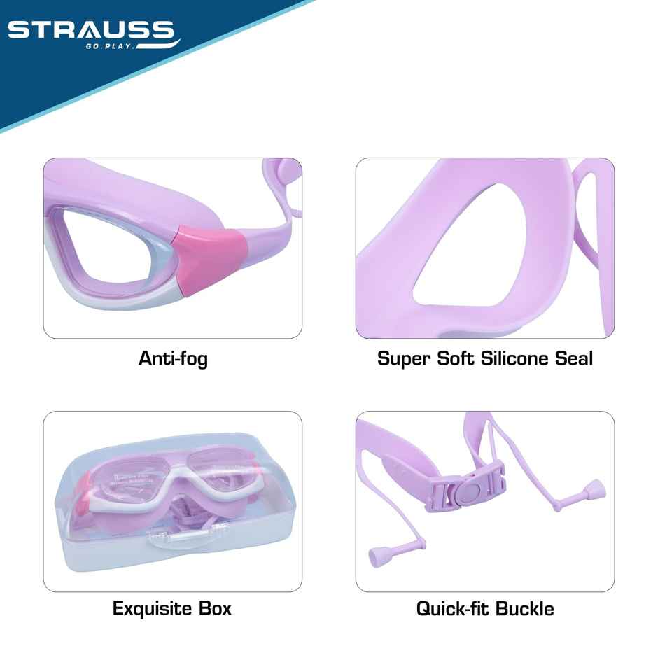 Strauss Dual Frame Swimming Goggles | Purple & White