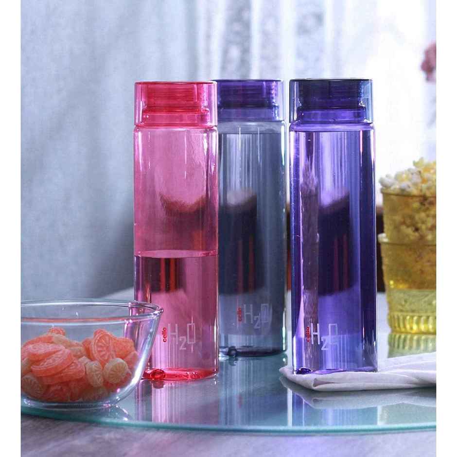 Cello H2O Plastic Bottles | Blue, Black, Pink | 1 L Each