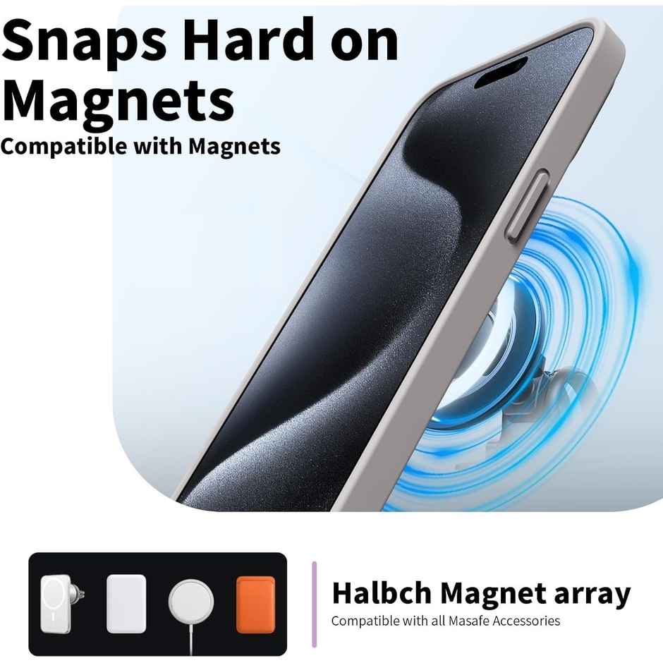 ExpressB For iPhone 15 Pro Case Thin Matte Anti-Scratch For Magsafe Shockproof Protection - Grey